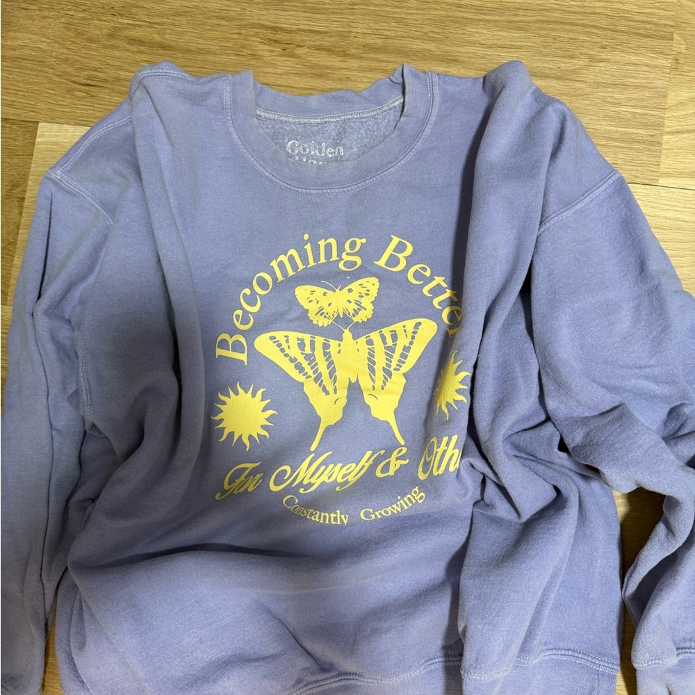 Pacsun Purple Graphic Sweatshirt with Yellow Design